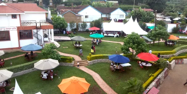 Landscaped grounds at Meru Slopes Hotel
